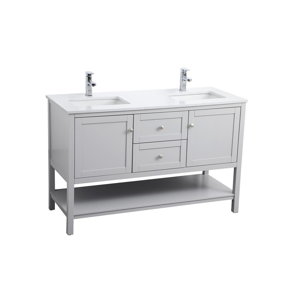 54 Inch Double Bathroom Vanity In Grey. Picture 8