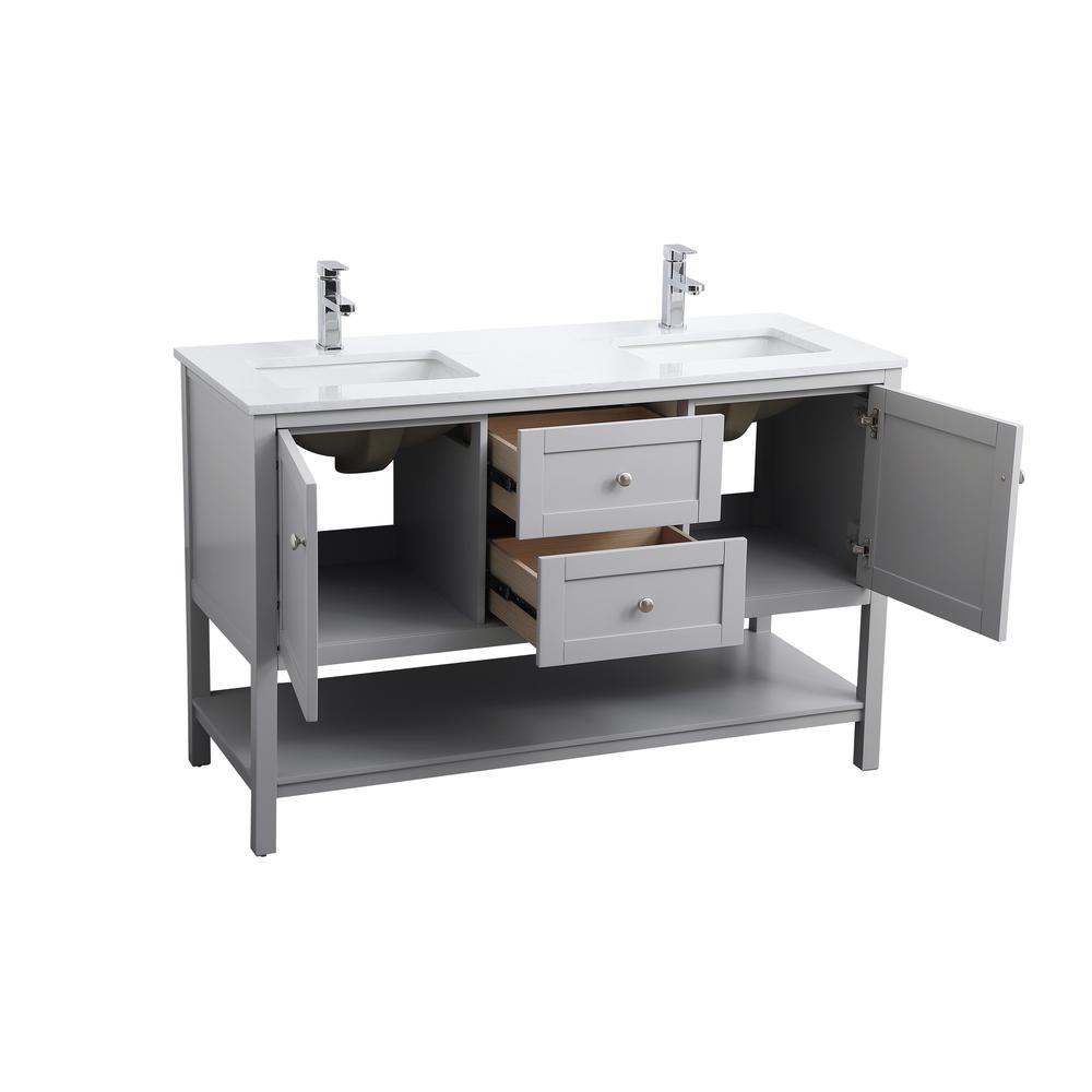 54 Inch Double Bathroom Vanity In Grey. Picture 9