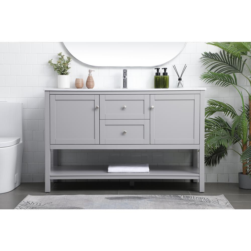 54 Inch Single Bathroom Vanity In Grey. Picture 14