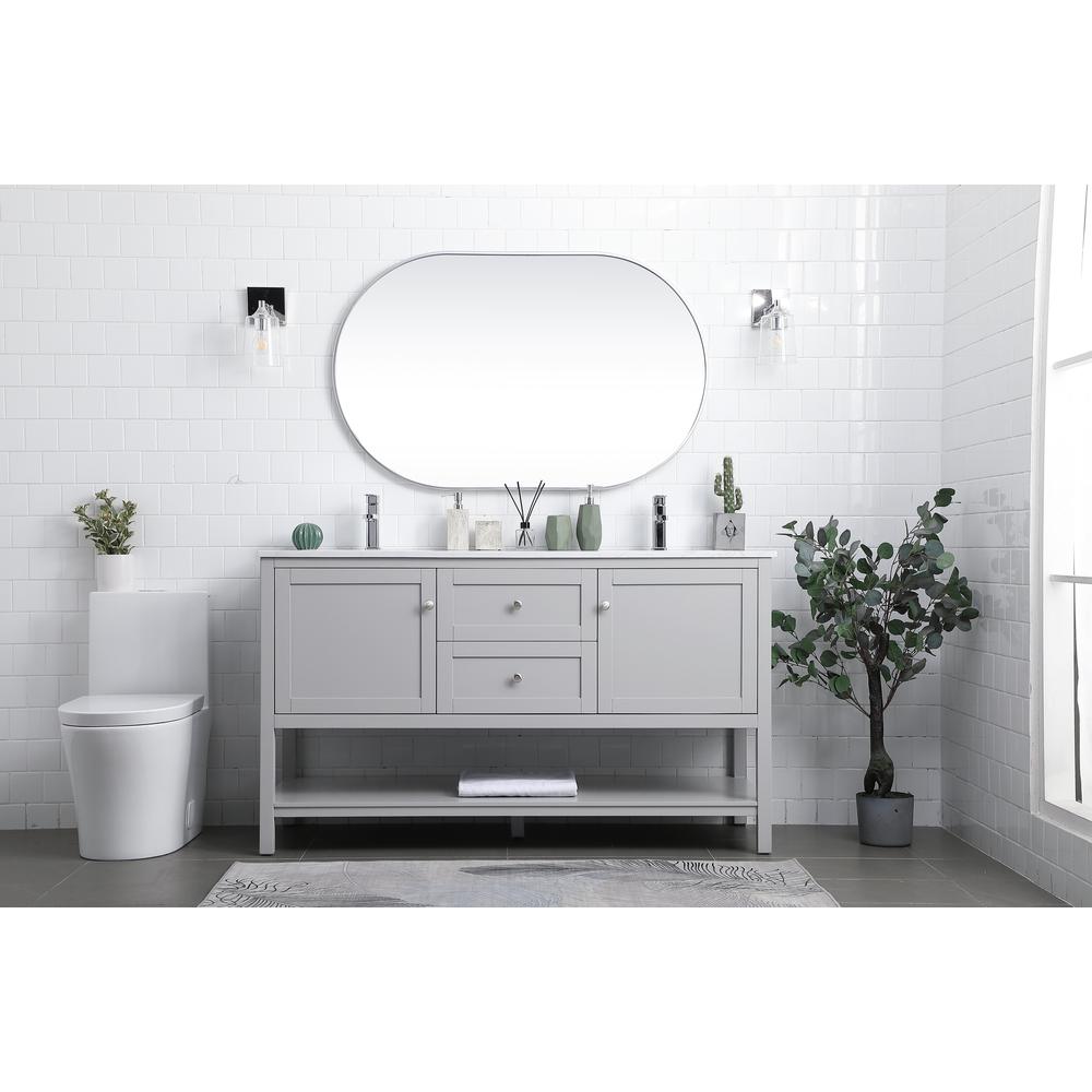 60 Inch Double Bathroom Vanity In Grey. Picture 4