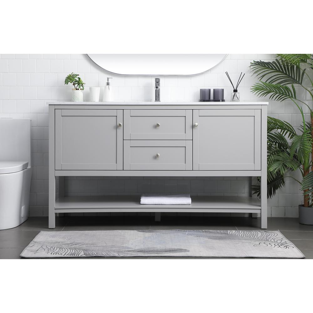 60 Inch Single Bathroom Vanity In Grey. Picture 14