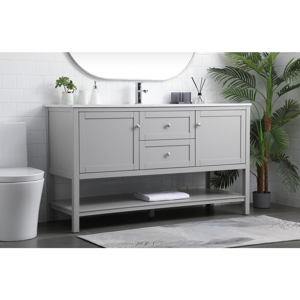 60 Inch Single Bathroom Vanity In Grey. Picture 2