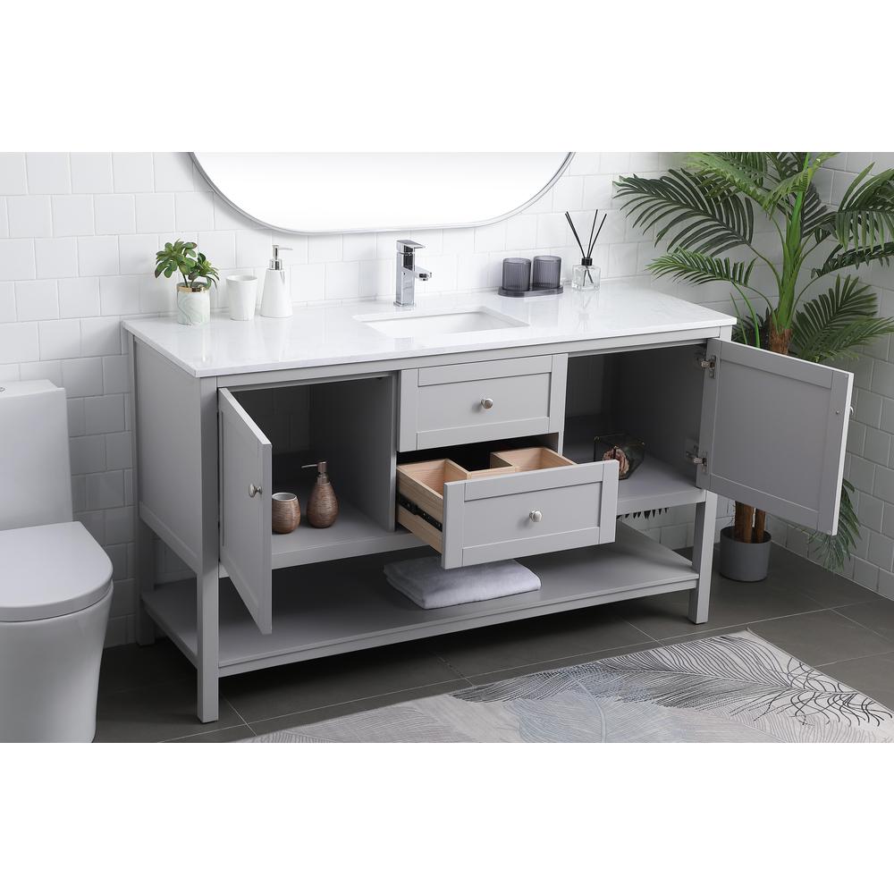 60 Inch Single Bathroom Vanity In Grey. Picture 3