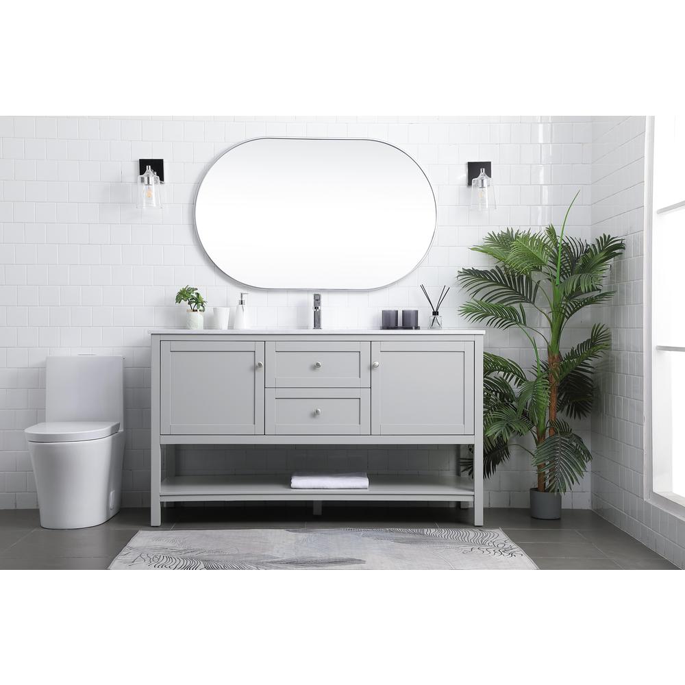 60 Inch Single Bathroom Vanity In Grey. Picture 4