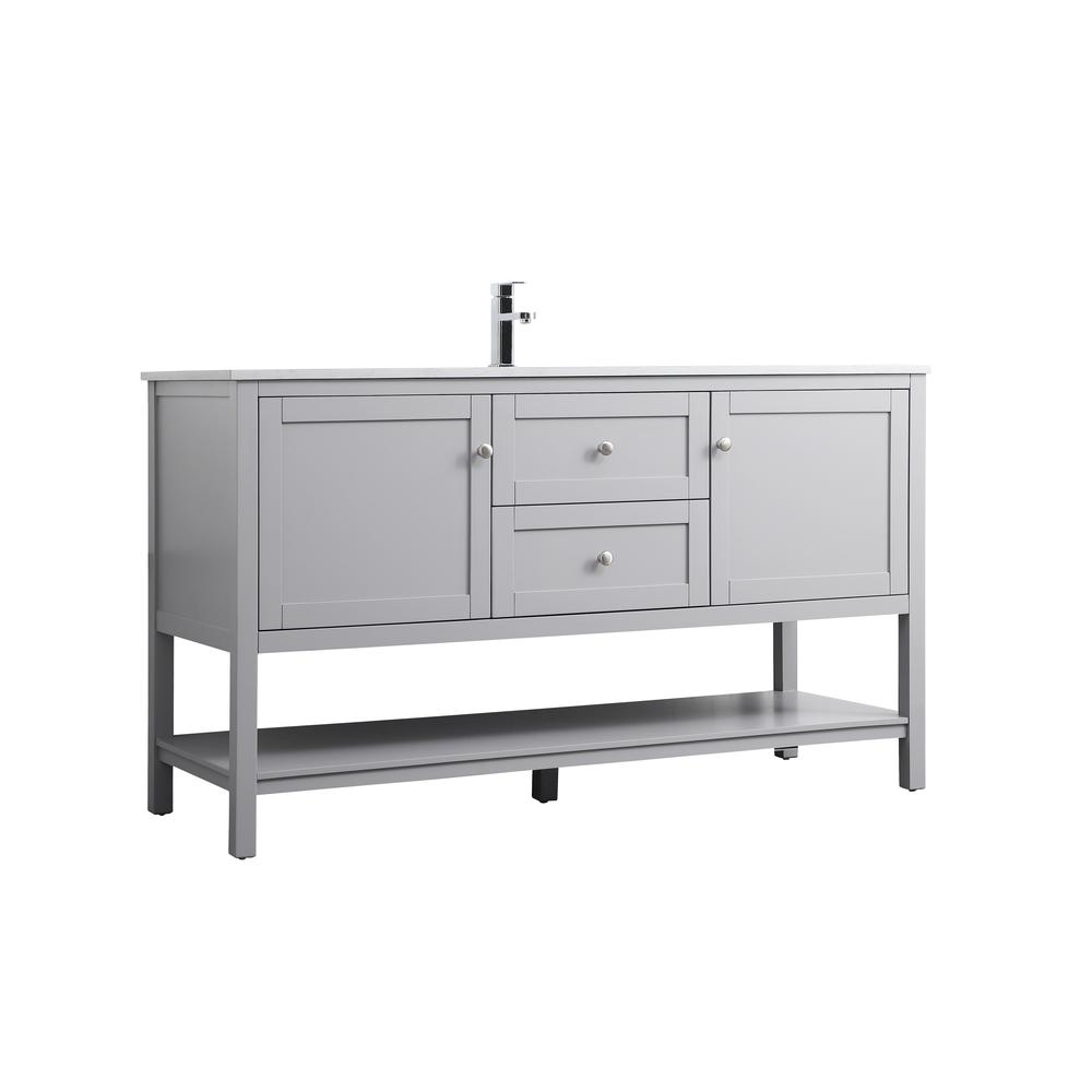 60 Inch Single Bathroom Vanity In Grey. Picture 7