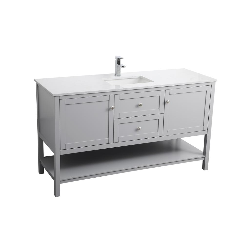 60 Inch Single Bathroom Vanity In Grey. Picture 8