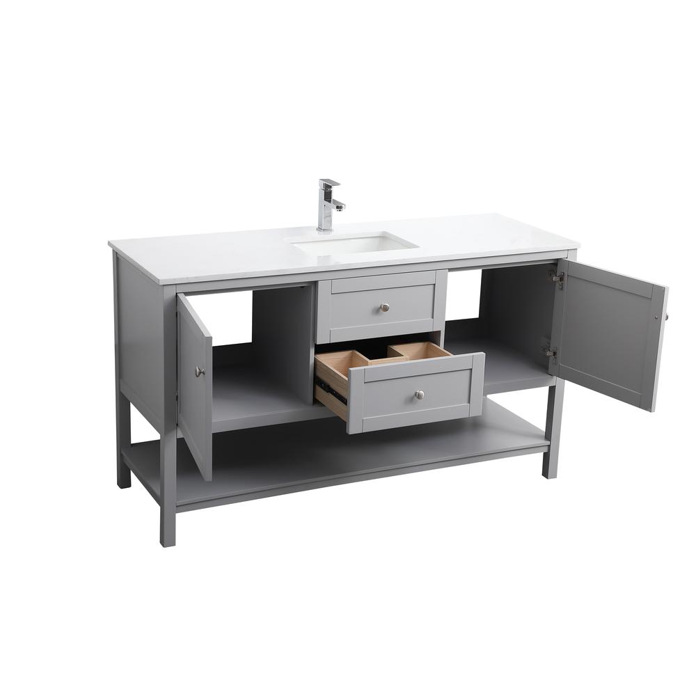 60 Inch Single Bathroom Vanity In Grey. Picture 9