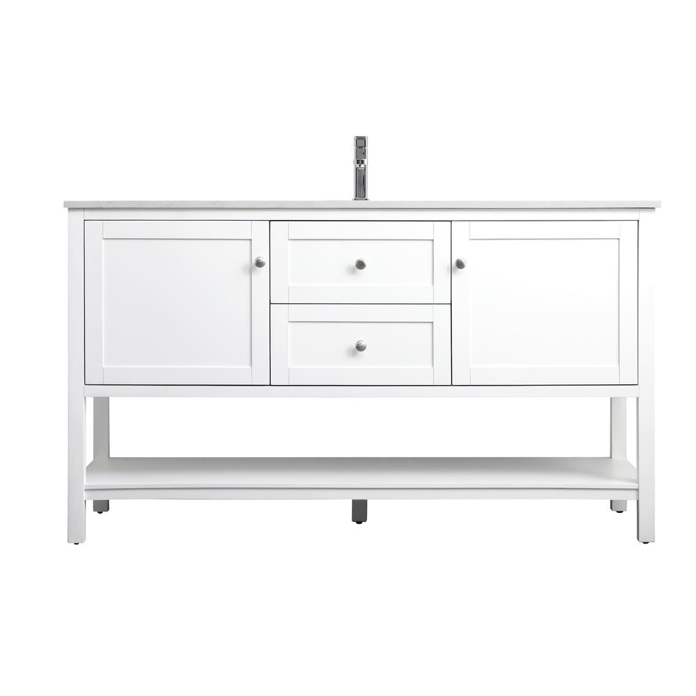 60 Inch Single Bathroom Vanity In White. Picture 1