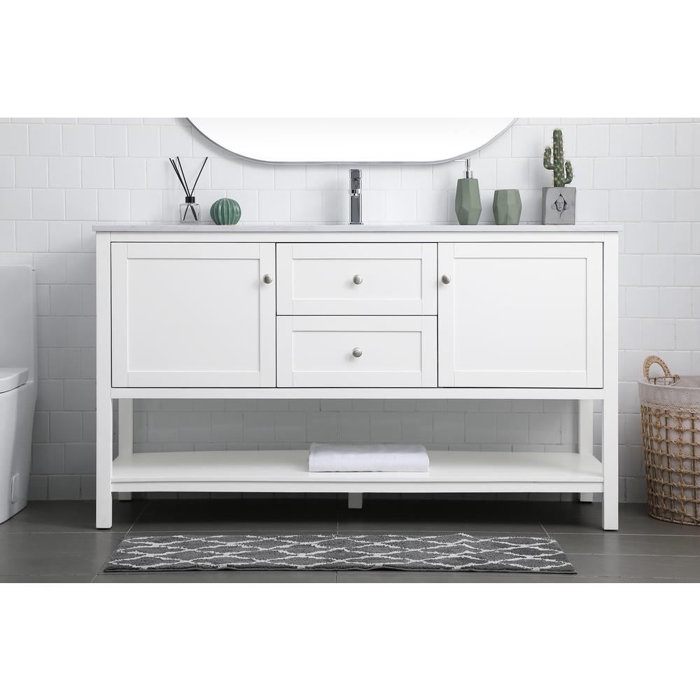 60 Inch Single Bathroom Vanity In White. Picture 14