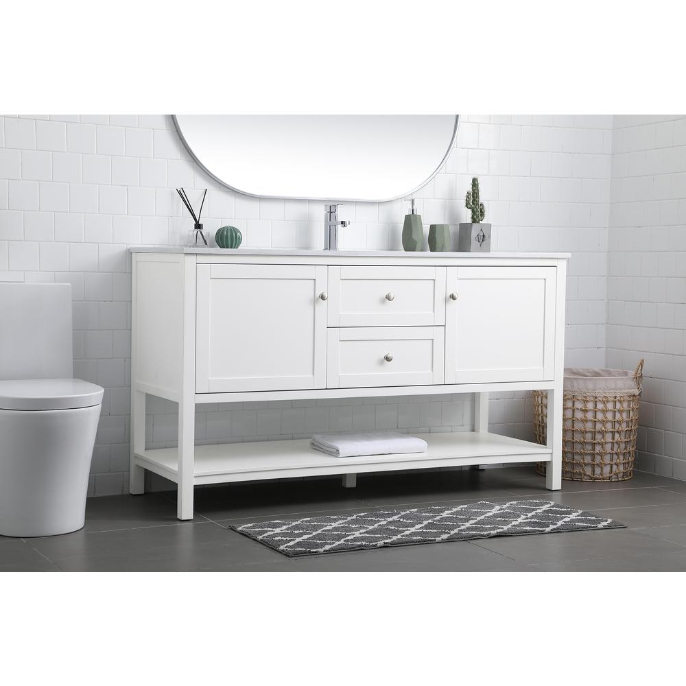 60 Inch Single Bathroom Vanity In White. Picture 2