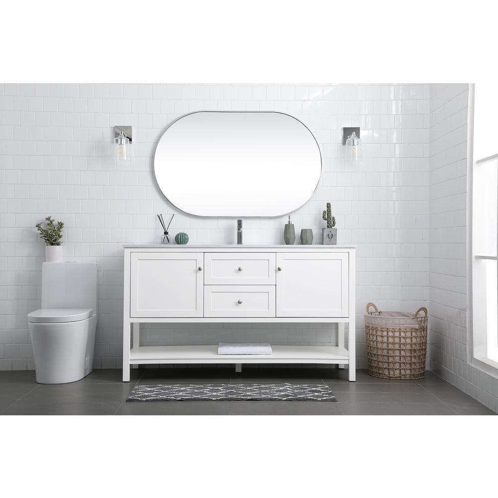 60 Inch Single Bathroom Vanity In White. Picture 4
