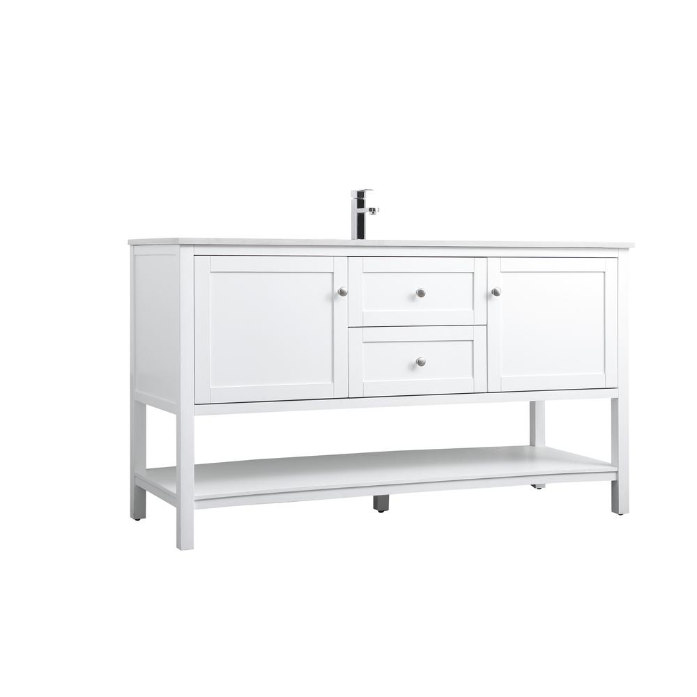 60 Inch Single Bathroom Vanity In White. Picture 7