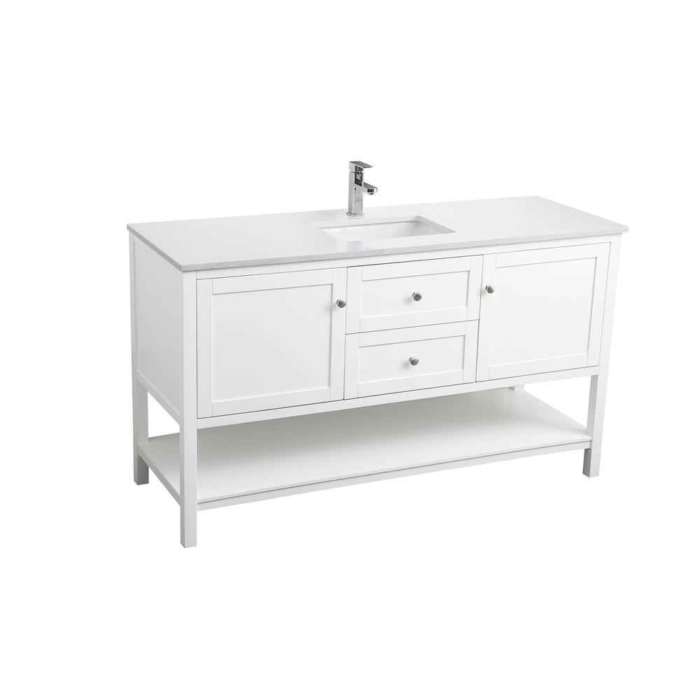60 Inch Single Bathroom Vanity In White. Picture 8