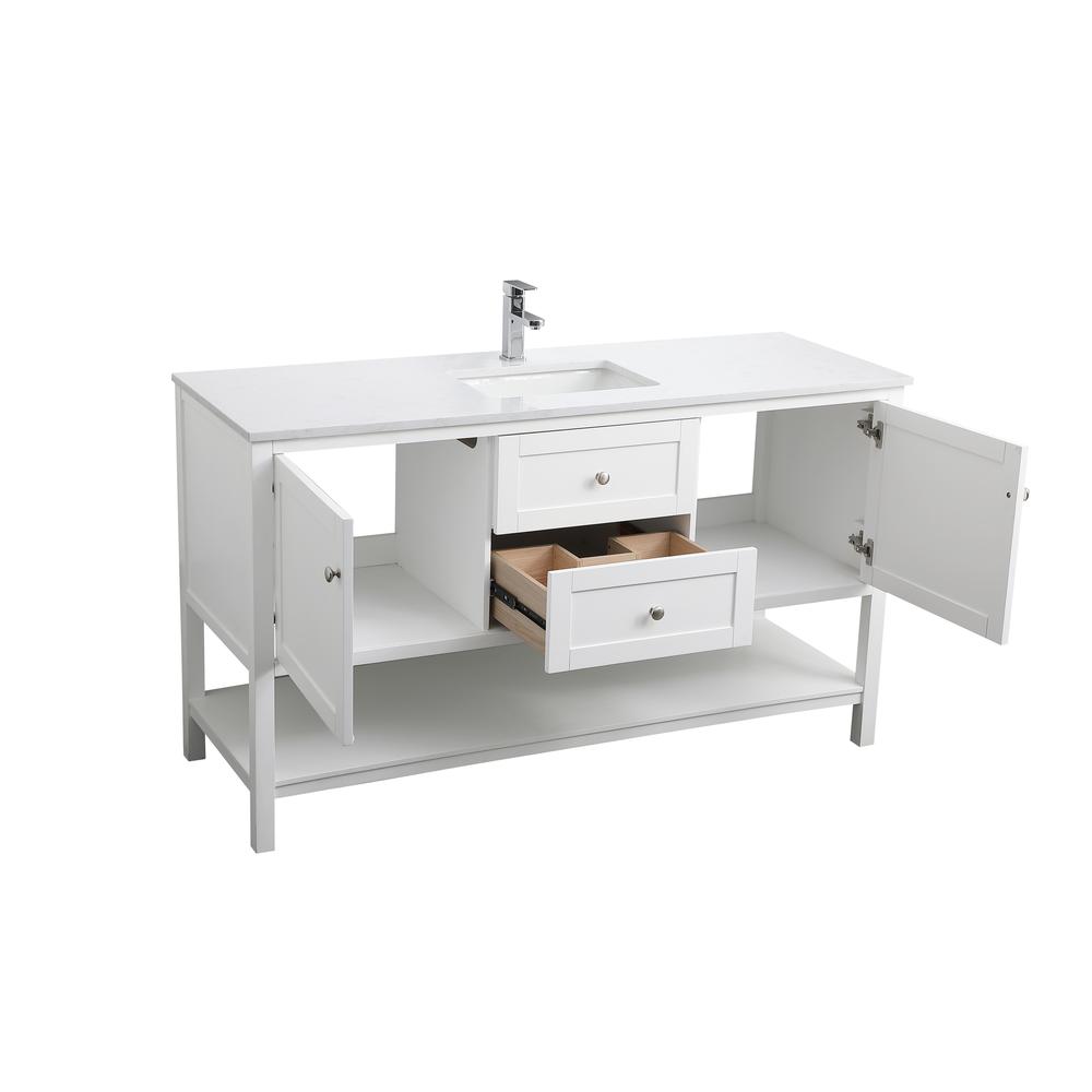 60 Inch Single Bathroom Vanity In White. Picture 9
