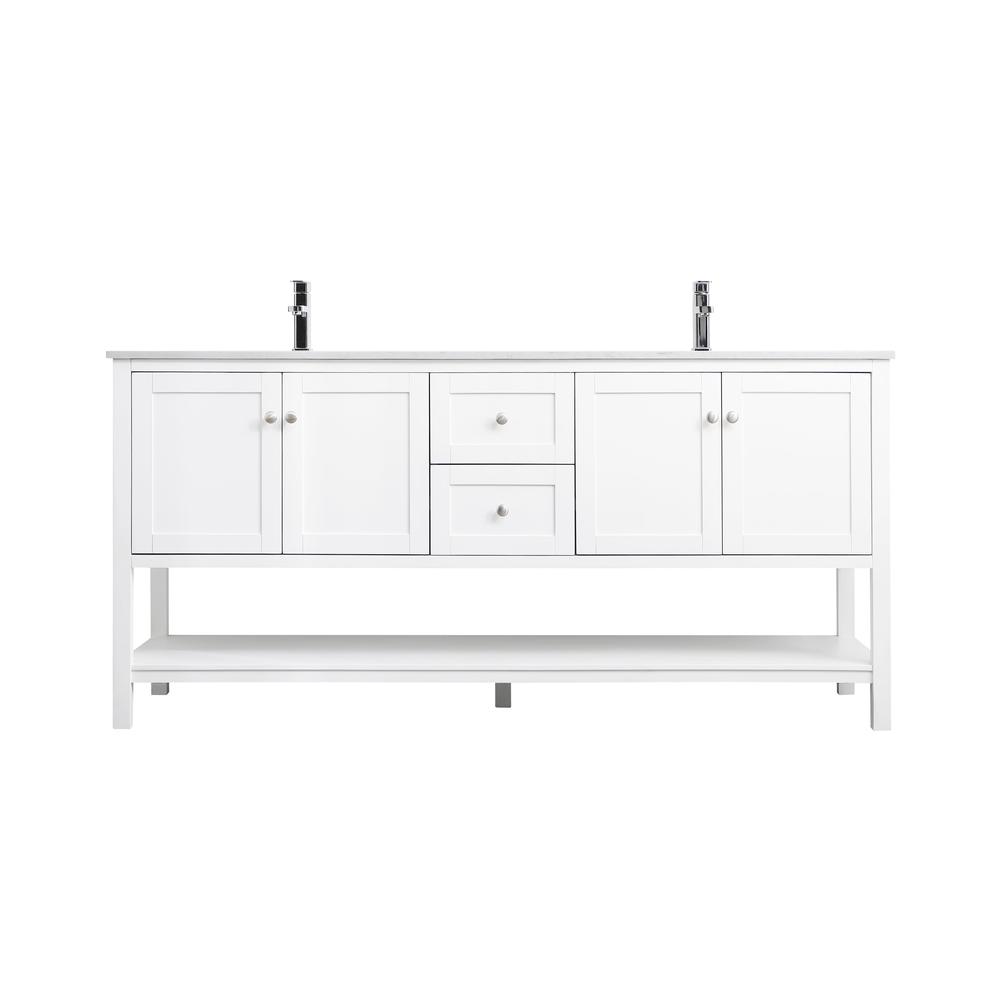 72 Inch Double Bathroom Vanity In White. Picture 1