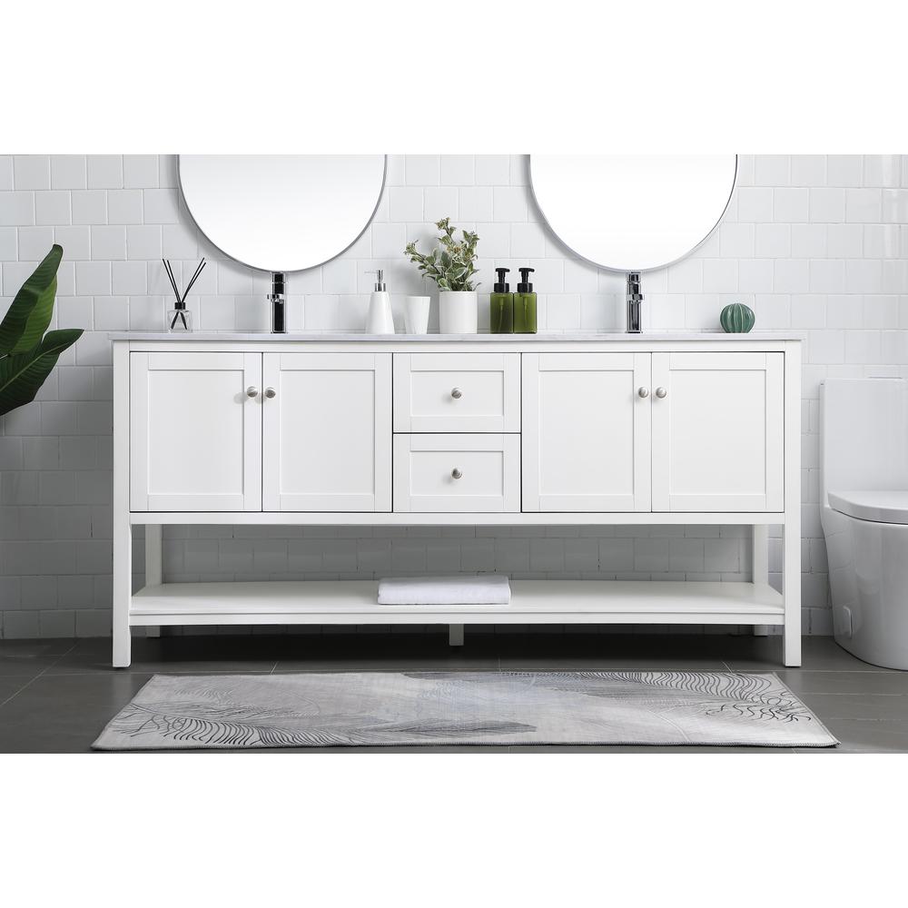 72 Inch Double Bathroom Vanity In White. Picture 14