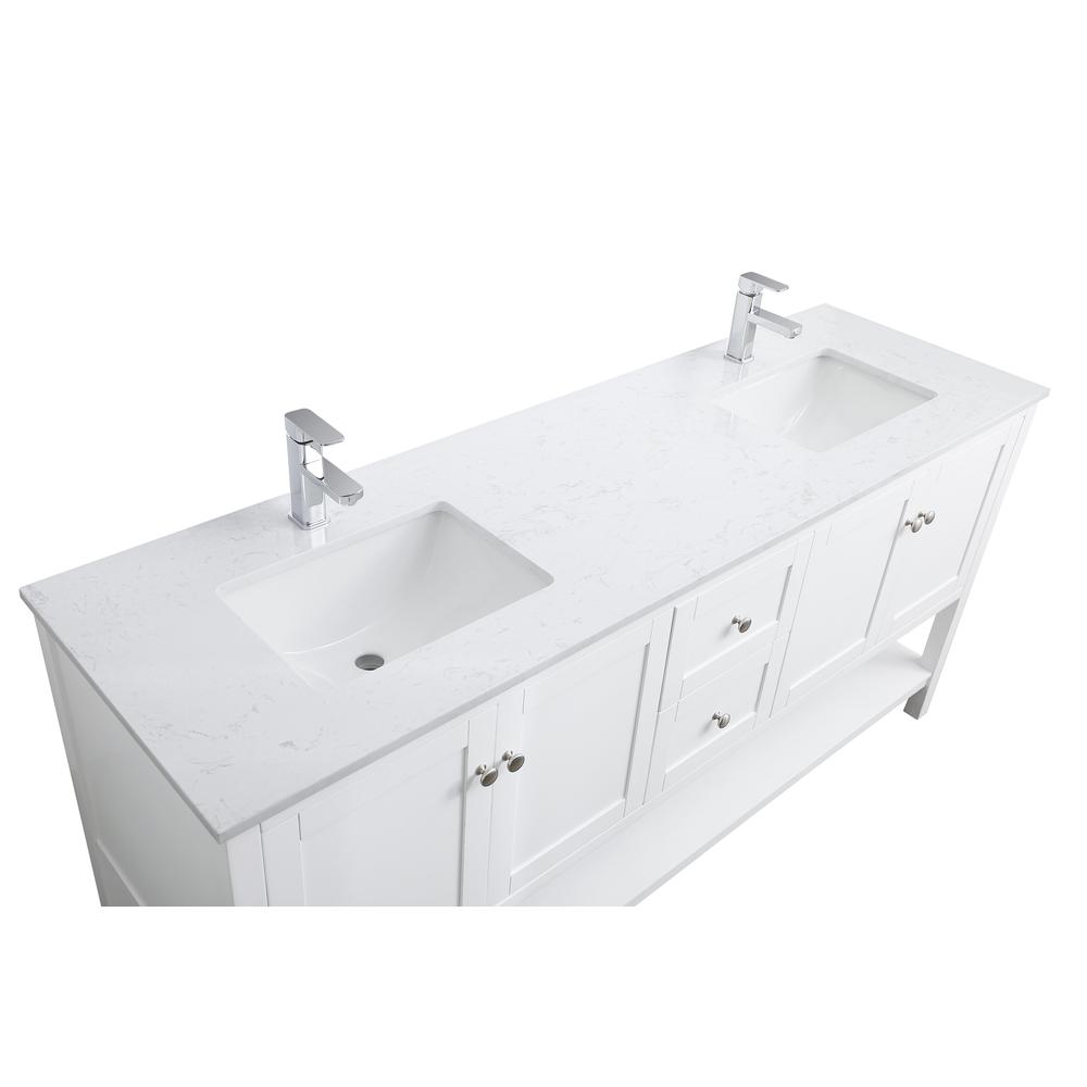 72 Inch Double Bathroom Vanity In White. Picture 11