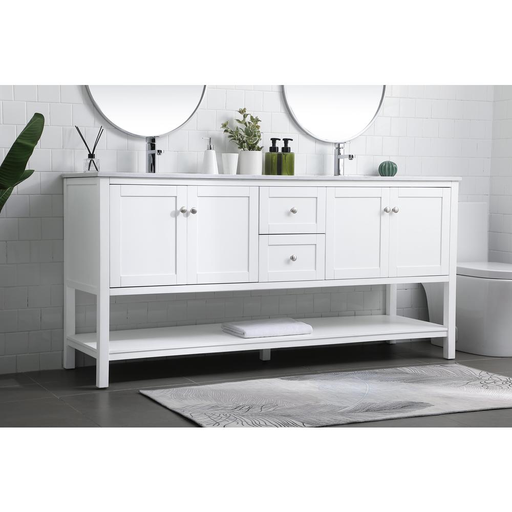 72 Inch Double Bathroom Vanity In White. Picture 2