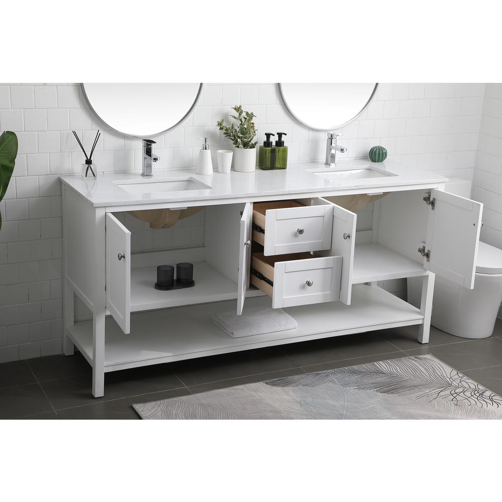 72 Inch Double Bathroom Vanity In White. Picture 3