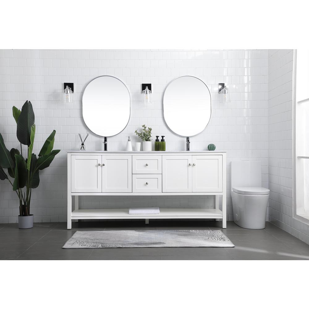 72 Inch Double Bathroom Vanity In White. Picture 4