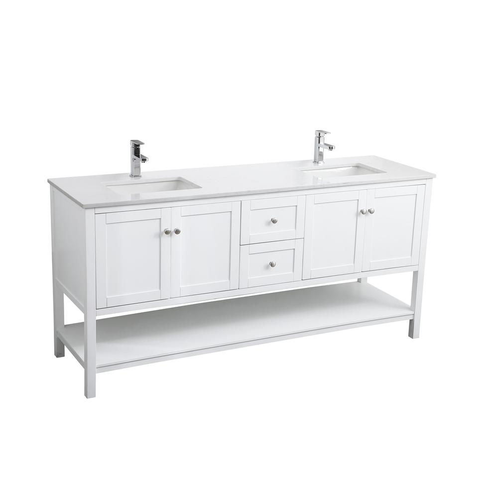 72 Inch Double Bathroom Vanity In White. Picture 8