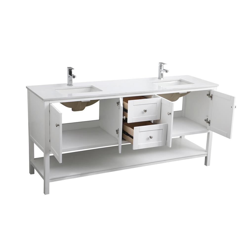 72 Inch Double Bathroom Vanity In White. Picture 9