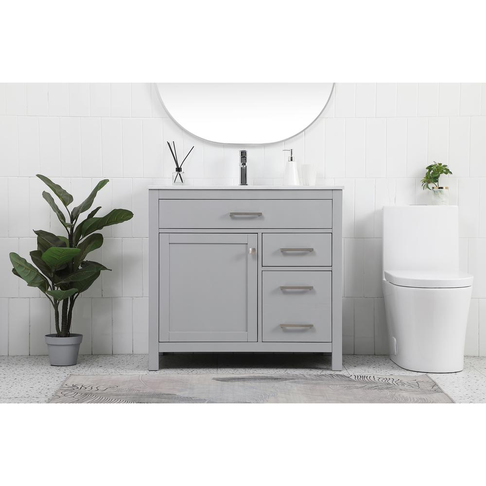 36 Inch Single Bathroom Vanity In Grey. Picture 2