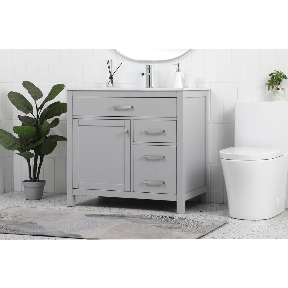 36 Inch Single Bathroom Vanity In Grey. Picture 3