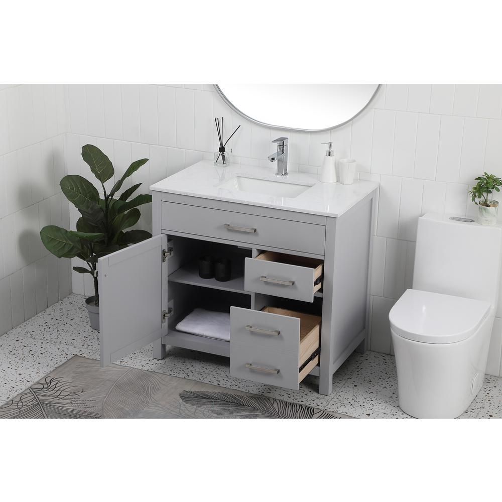 36 Inch Single Bathroom Vanity In Grey. Picture 4