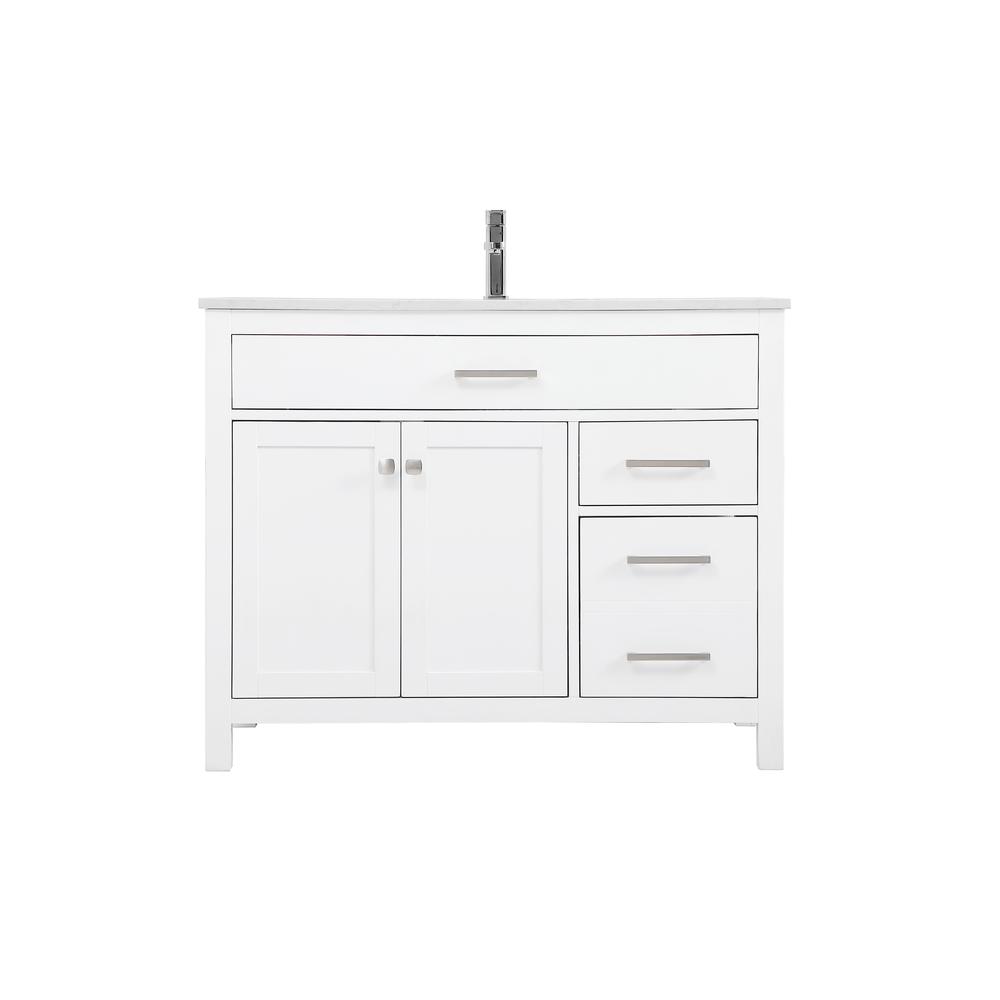 42 Inch Single Bathroom Vanity In White. Picture 1