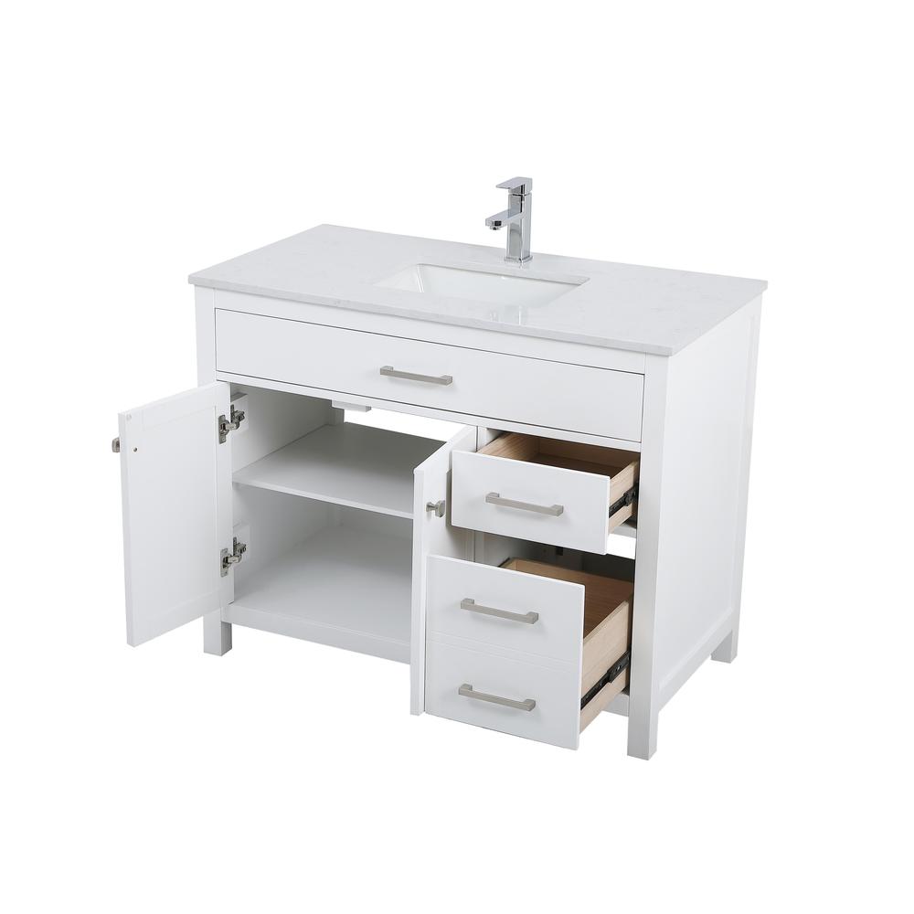 42 Inch Single Bathroom Vanity In White. Picture 9