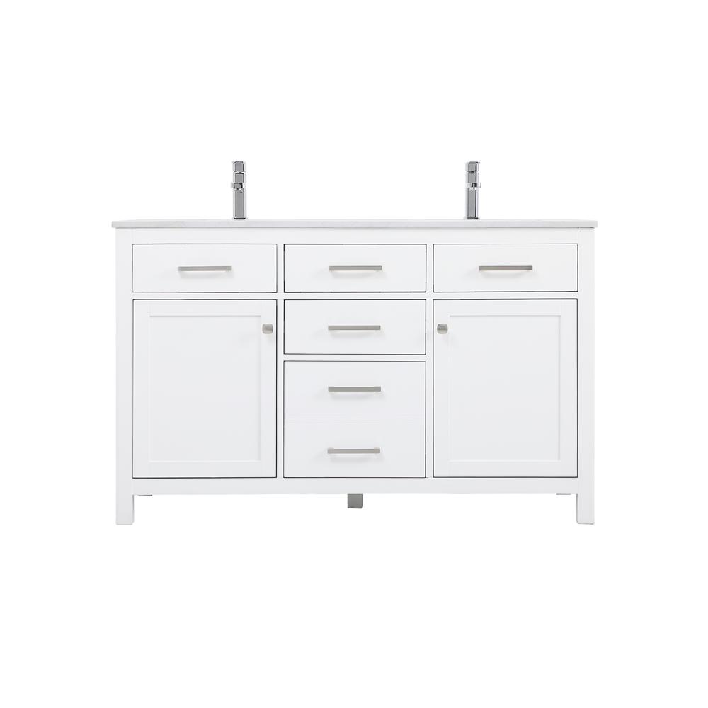 54 Inch Double Bathroom Vanity In White. Picture 1