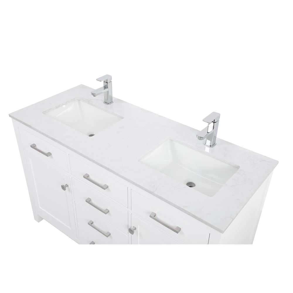 54 Inch Double Bathroom Vanity In White. Picture 11