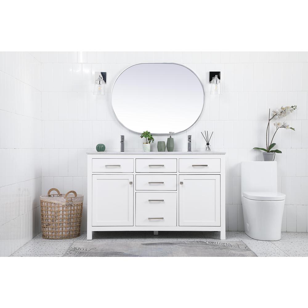 54 Inch Double Bathroom Vanity In White. Picture 4