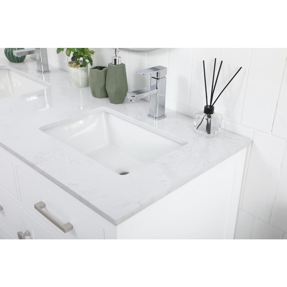 54 Inch Double Bathroom Vanity In White. Picture 5