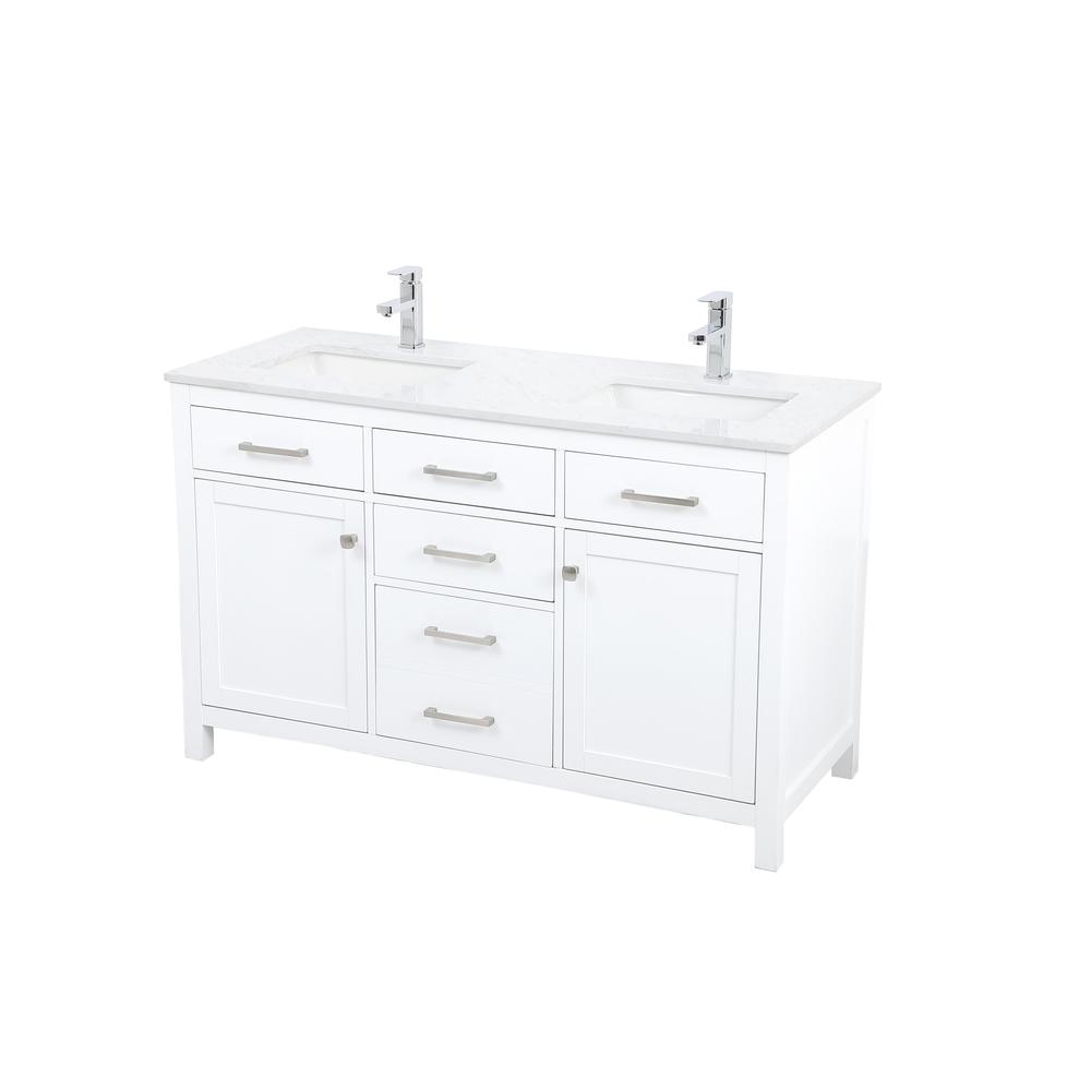 54 Inch Double Bathroom Vanity In White. Picture 8