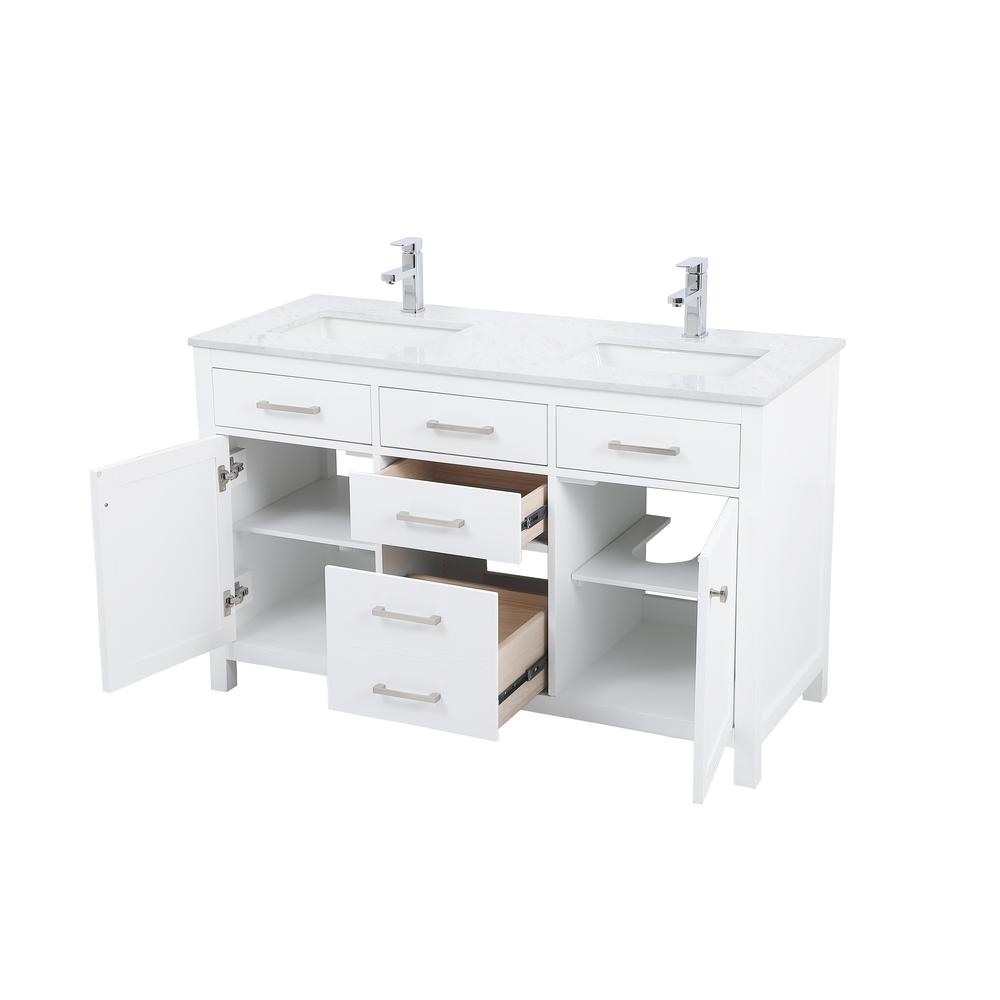 54 Inch Double Bathroom Vanity In White. Picture 9