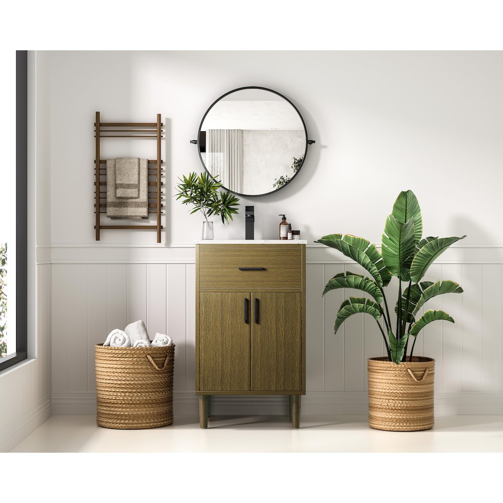 Chandler 20 Inch Single Bathroom Vanity In Chestnut Brown. Picture 4