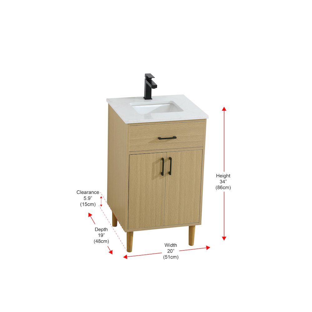 Chandler 20 Inch Single Bathroom Vanity In Honey Brown. Picture 13