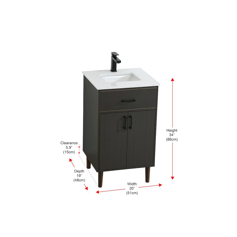 Chandler 20 Inch Single Bathroom Vanity In Mocha Brown. Picture 13