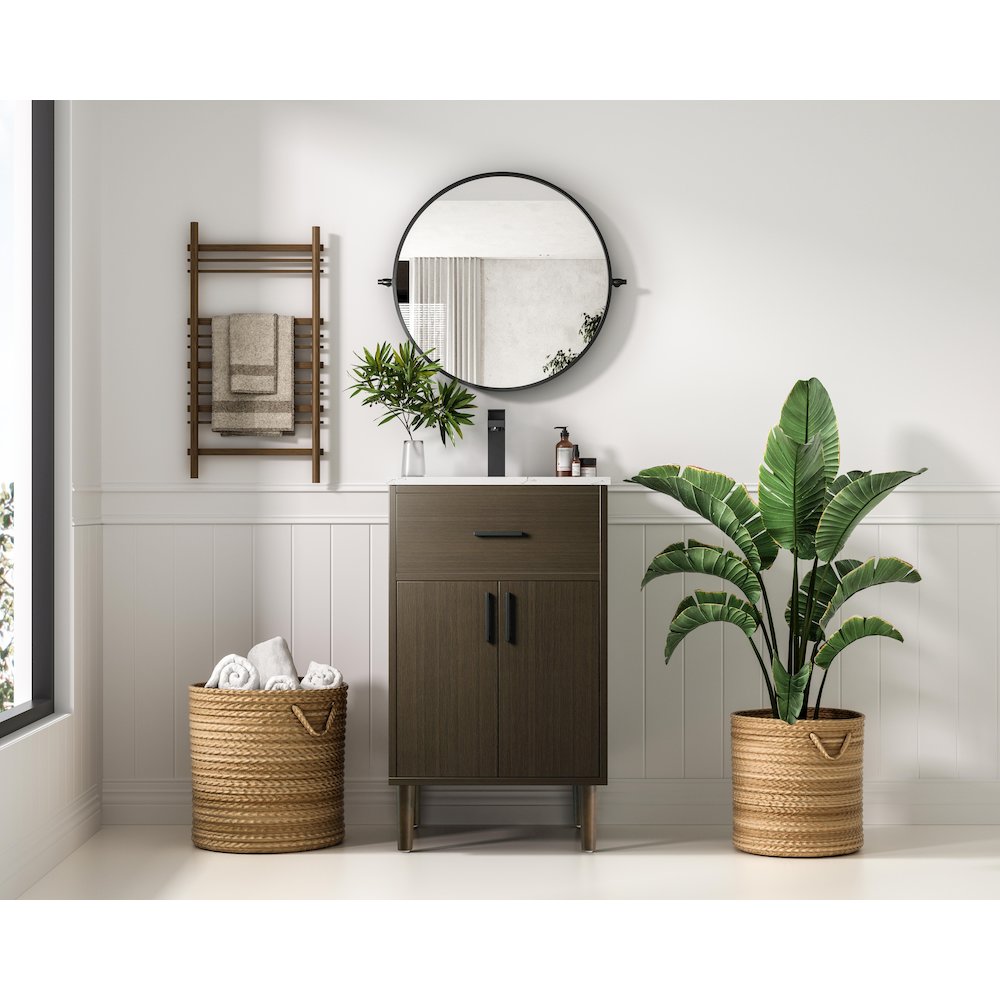 Chandler 20 Inch Single Bathroom Vanity In Mocha Brown. Picture 4