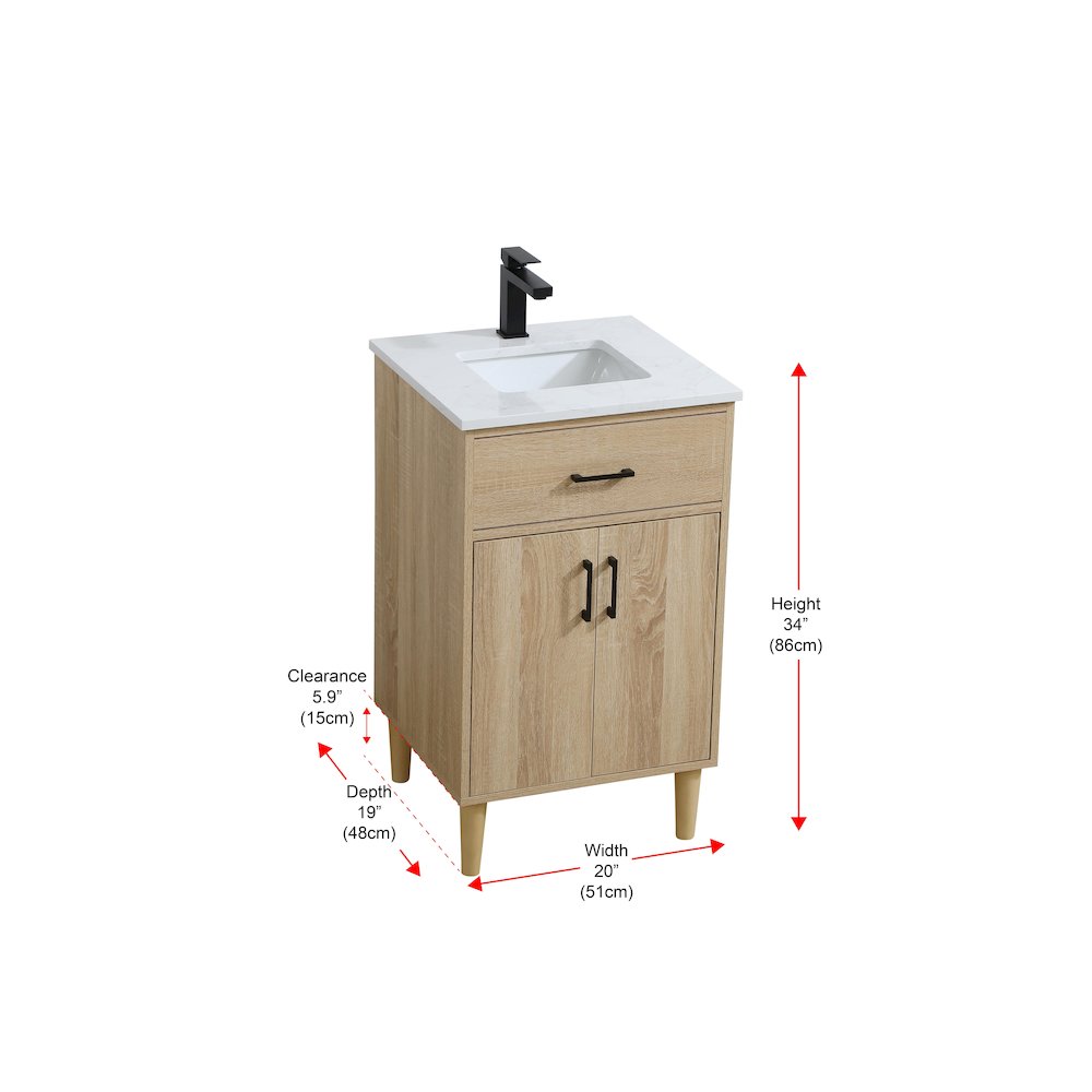 Chandler 20 Inch Single Bathroom Vanity In Mango Wood. Picture 13