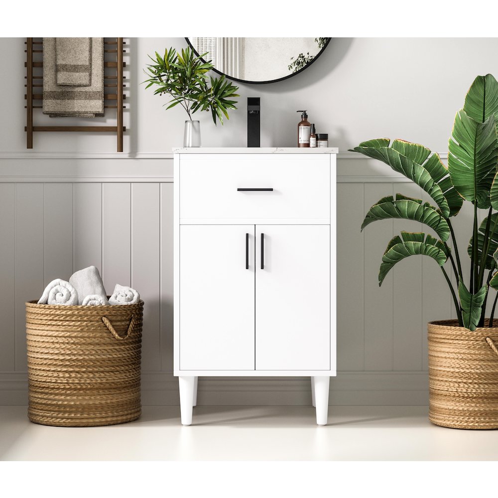 Chandler 20 Inch Single Bathroom Vanity In White. Picture 2