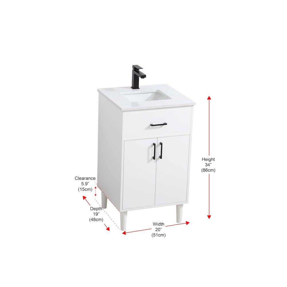 Chandler 20 Inch Single Bathroom Vanity In White. Picture 13