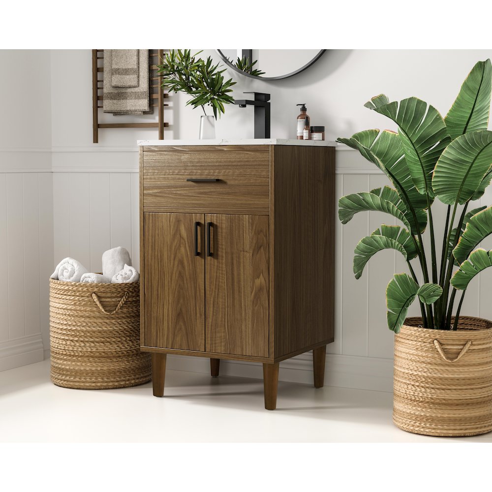 Chandler 20 Inch Single Bathroom Vanity In Walnut Brown. Picture 3