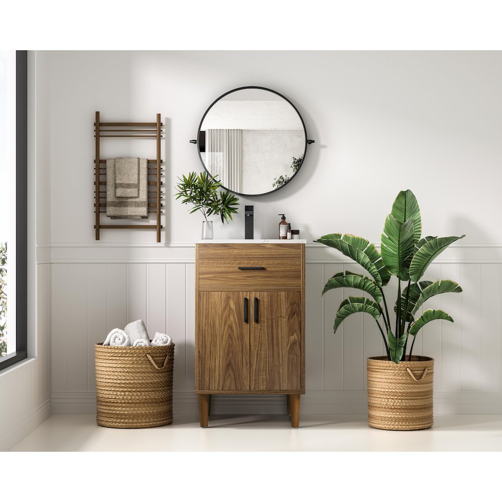 Chandler 20 Inch Single Bathroom Vanity In Walnut Brown. Picture 4