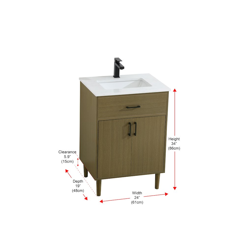 Chandler 24 Inch Single Bathroom Vanity In Chestnut Brown. Picture 13