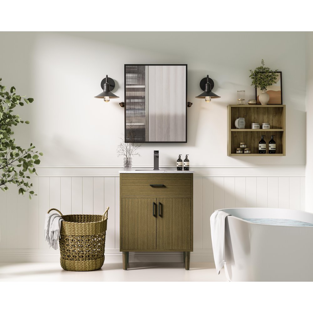 Chandler 24 Inch Single Bathroom Vanity In Chestnut Brown. Picture 4