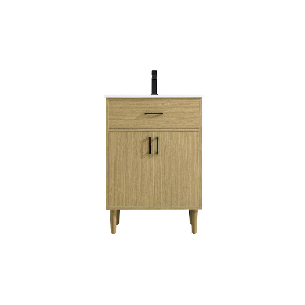 Chandler 24 Inch Single Bathroom Vanity In Honey Brown. Picture 1