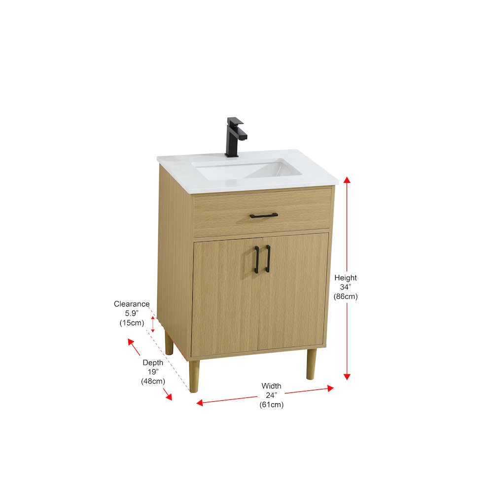 Chandler 24 Inch Single Bathroom Vanity In Honey Brown. Picture 13